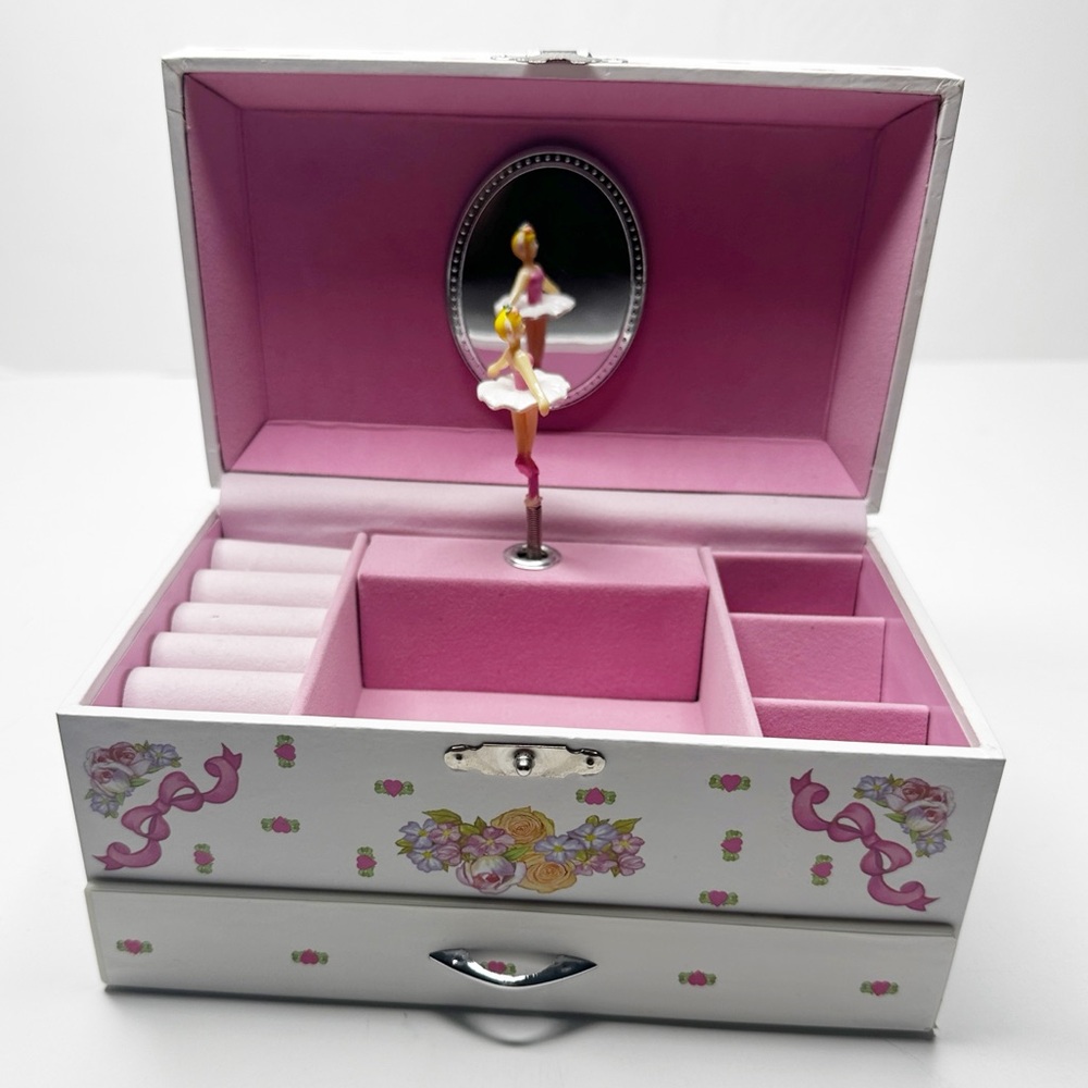 Musical Ballerina Jewelry Box Holder Drawer Mirror